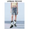 UR 2025 Summer Retro Washed Distressed Denim Shorts with Belt
