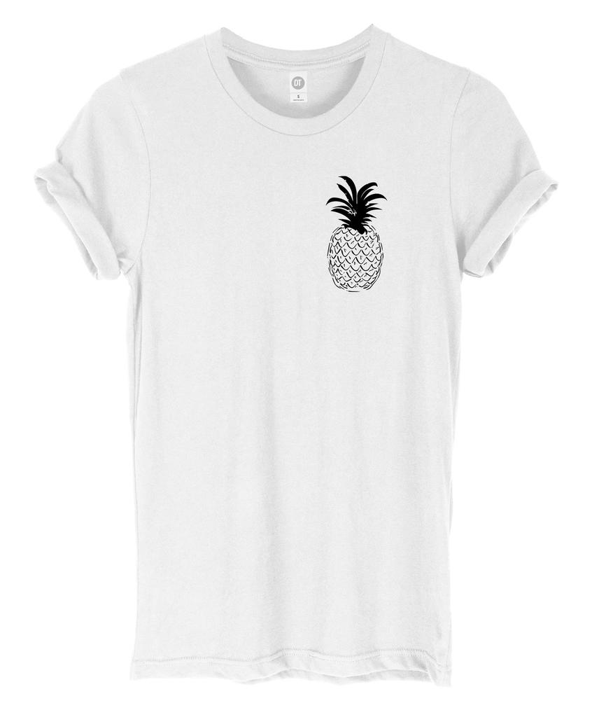 Pineapple Breast Print Mens Womans Funny Unisex Pocket Print T-Shirt