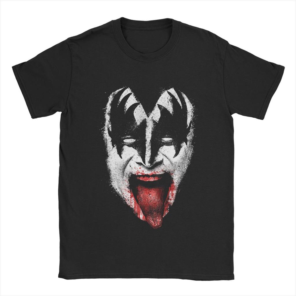 Kiss Demon Face Men T Shirt Rock Brand Novelty Tees Short Sleeve O Neck T-Shirt Cotton Big Size Clothes