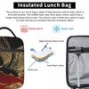 Elegant Chinese Crane And Red Golden Maroon Insulated Lunch Bag for Women Children Portable Food Boxes Thermal Lunch Box Tote