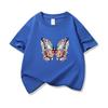 Kids Cotton T Shirt Colorful Floral Pattern Butterfly Print Crew Neck Short Sleeve Tee Casual Boys Girls Summer Tops