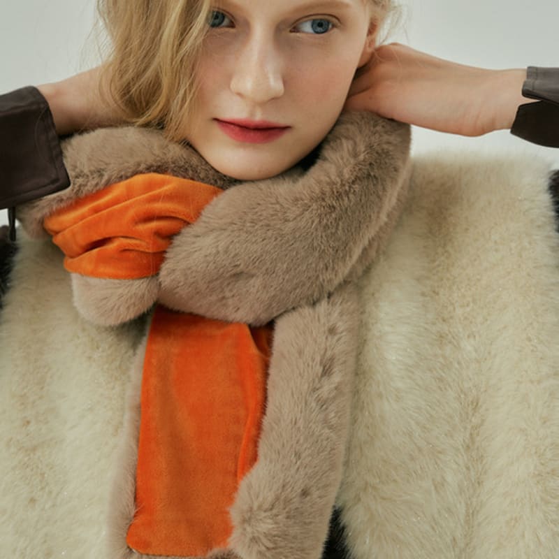 

molliolli ARIA color block double-sided muffler [4COLOR] BROWN & PURPLE