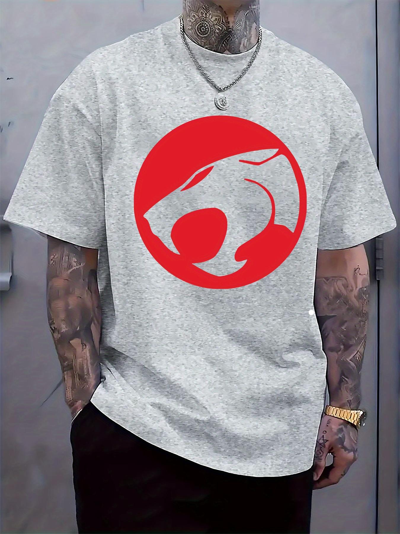 White T-shirt with Red Beast Logo Print - Casual Crew Neck XXL