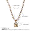 Non-beaded Freshwater Pearl Pendant Necklace Stainless Steel Gold-plated Necklace Light Luxury Jewelry