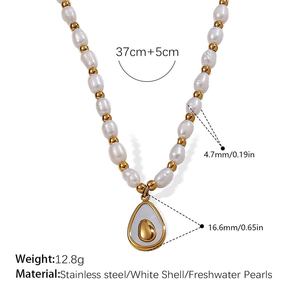 Non-beaded Freshwater Pearl Pendant Necklace Stainless Steel Gold-plated Necklace Light Luxury Jewelry