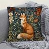 William Morris Style Fox And Floral Decorative Pillow Cover, Suitable For Sofa, Bed, Chair, Home Decor Cushion Cover