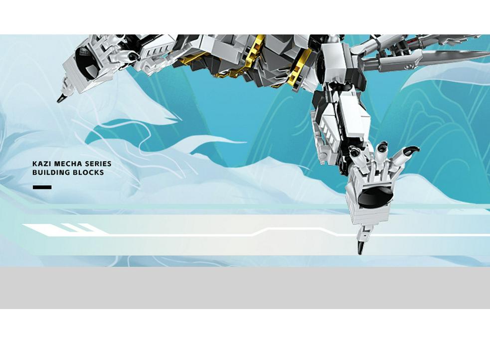 KaiZhi White Hurricane Dragon Space-Air Beast Building Blocks: Chinese Style Educational Toy Gift for Boys