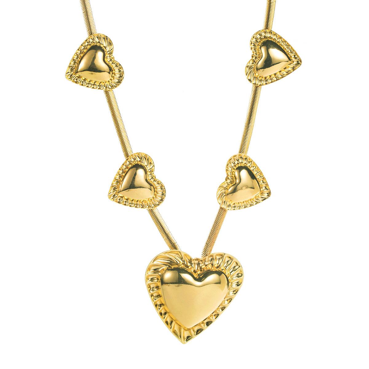 Personalized light luxury metal love pendant necklace, retro size peach heart snake chain collarbone chain female