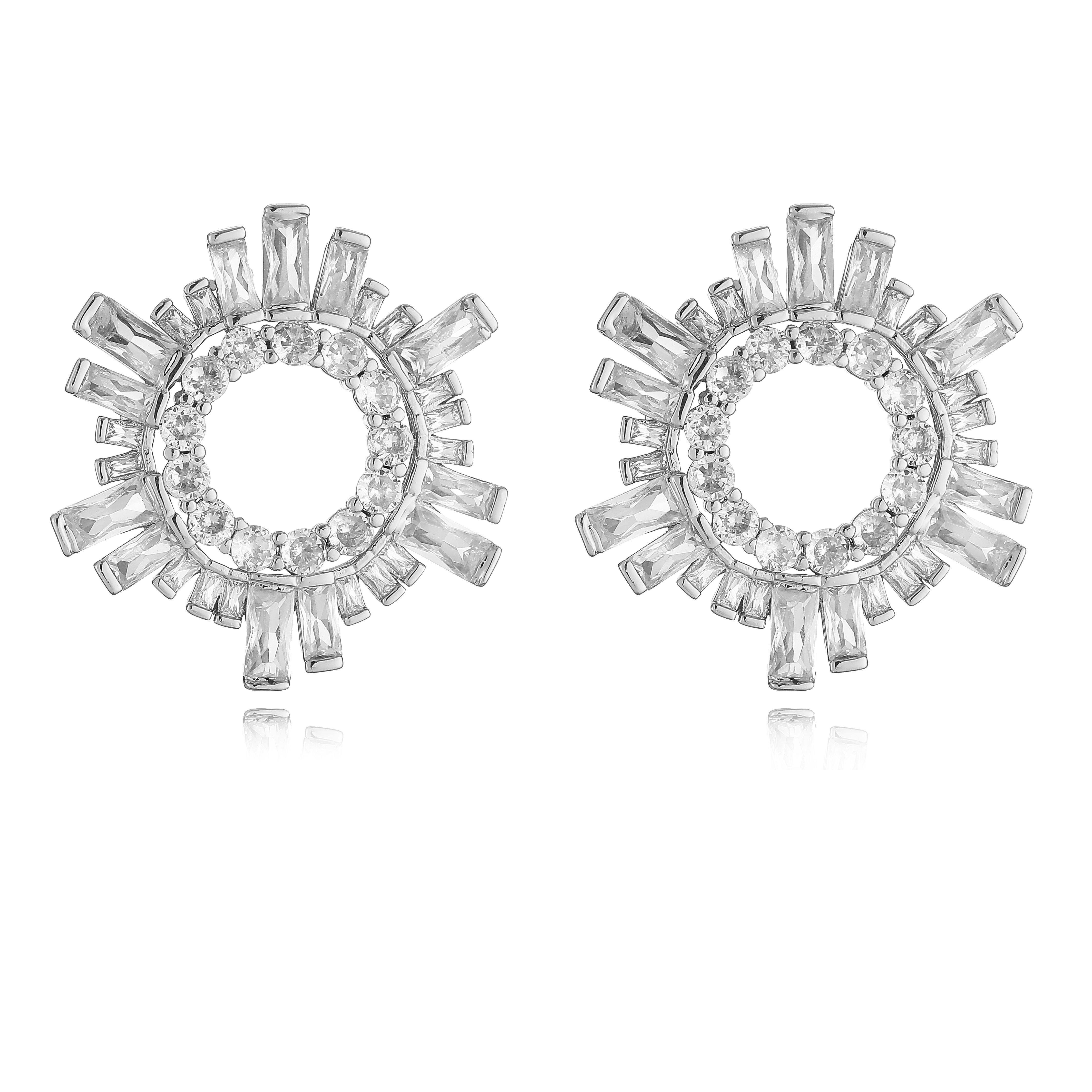 

HECHENG,25*25mm Luxe style Ladies zircon earrings full of diamonds elegant banquet Zircon медный/белый