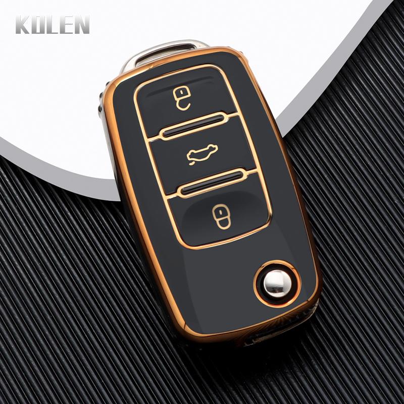 ABS Carbon Fiber Car Key Case Cover Shell For VW Volkswagen Polo Golf Passat Beetle Tiguan Seat Leon Altea Skoda Octavia Kodiaq