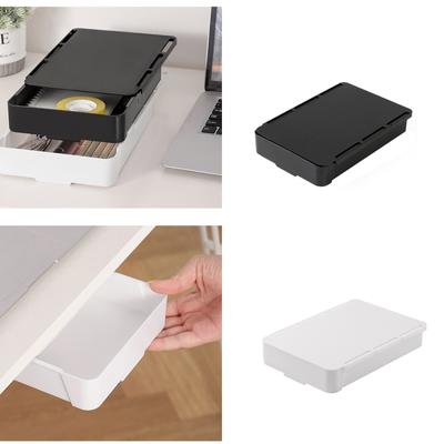 Set of 2 Practical Under Desk Storage Box Efficient Self Adhesive Drawer Undermount Drawers Under Table Pen Organizer
