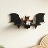 Crystal Display Bat Shape Wall Shelf Wood Floating Black Shelves for Halloween Bedroom Living Room Hanging Shelf Decors