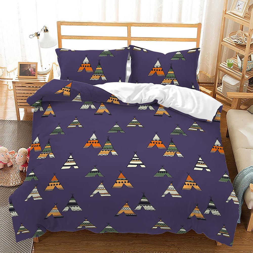 Bedding Three-Piece Set Quilt Cover Pillowcase 3D Digital Printing Plant Leaf Fruit Kit