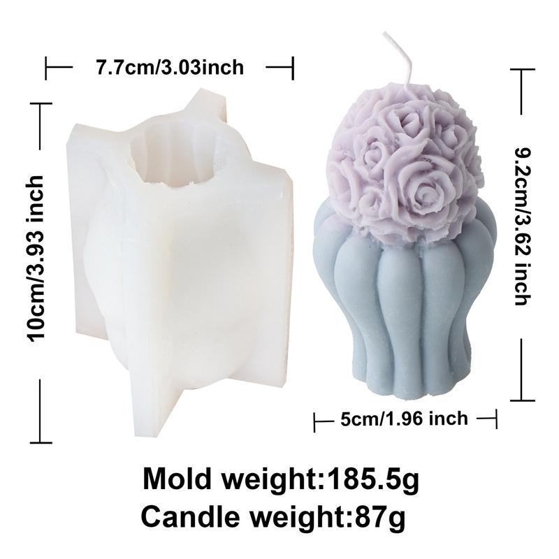 3D Succulent Flower Plant Flower Vase Shaped Candle Silicone Molds DIY Scented Aromatherapys Making Mould Handmade Ornament Mold
