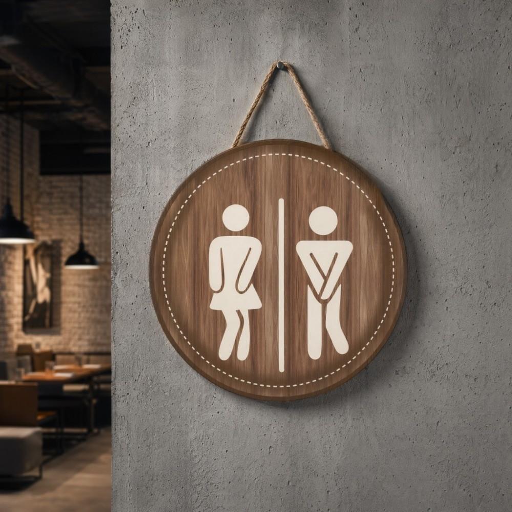 Wooden Bathroom Sign Plate Ornament Toilet Decorative Plate Group Living Area