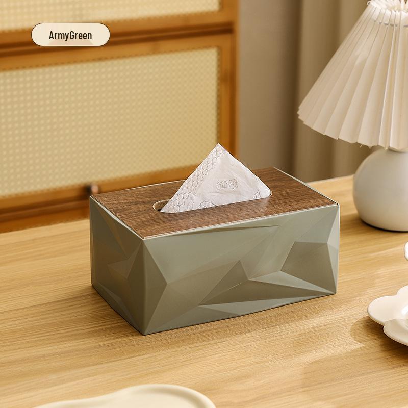 

Minimalist Japanese Tissue Box with Wooden Lid for Home or Office зелений