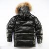 Off-road outdoor sports and leisure NB leather down jacket men's and women's thickened medium and long hooded white duck down jacket