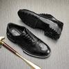 Men'S Shoes British Style Leather Casual Leather Shoes Round Head Breathable Business Shoes Black Fashion Lace-Up Shoes