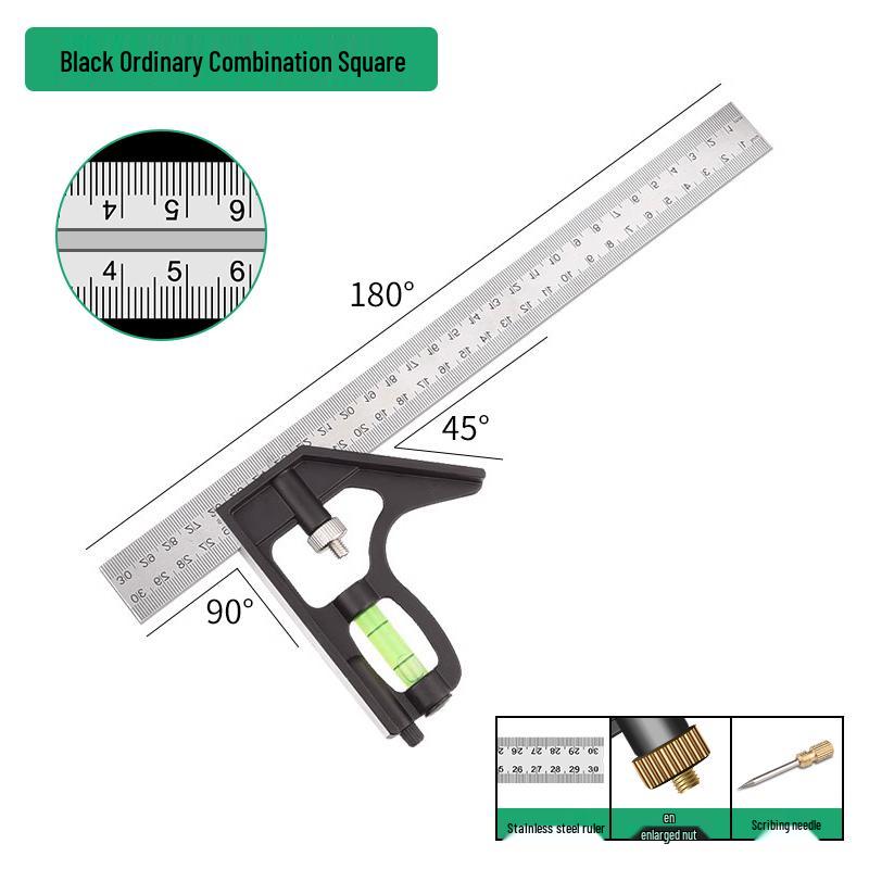 Multifunctional Stainless Steel 90° Angle Ruler for Woodworking