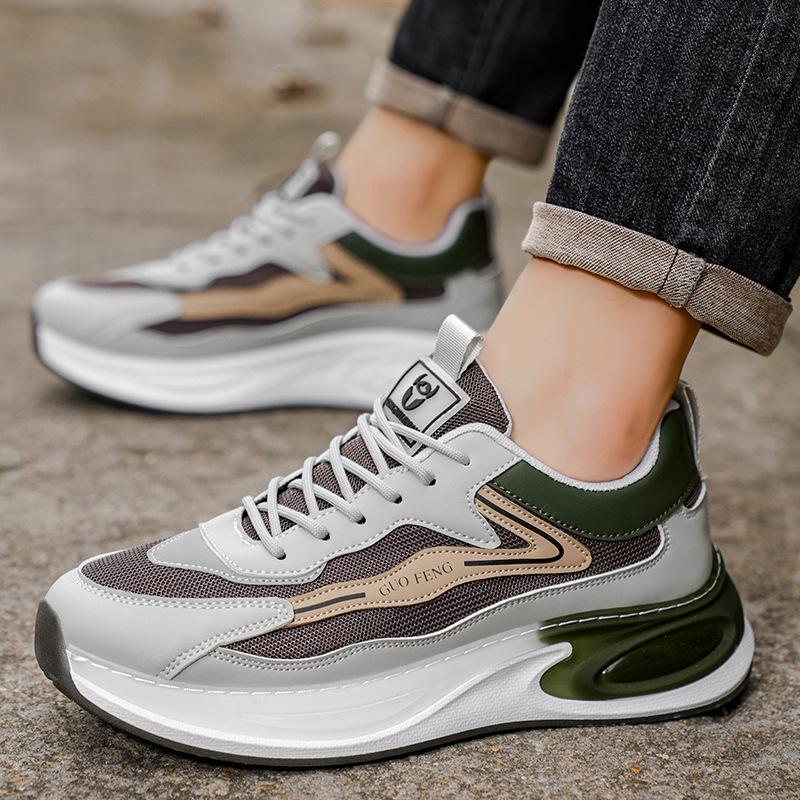 Trendy sports shoes men's thick-soled breathable mesh shoes spring and autumn new students outdoor running trendy shoes men's shoes
