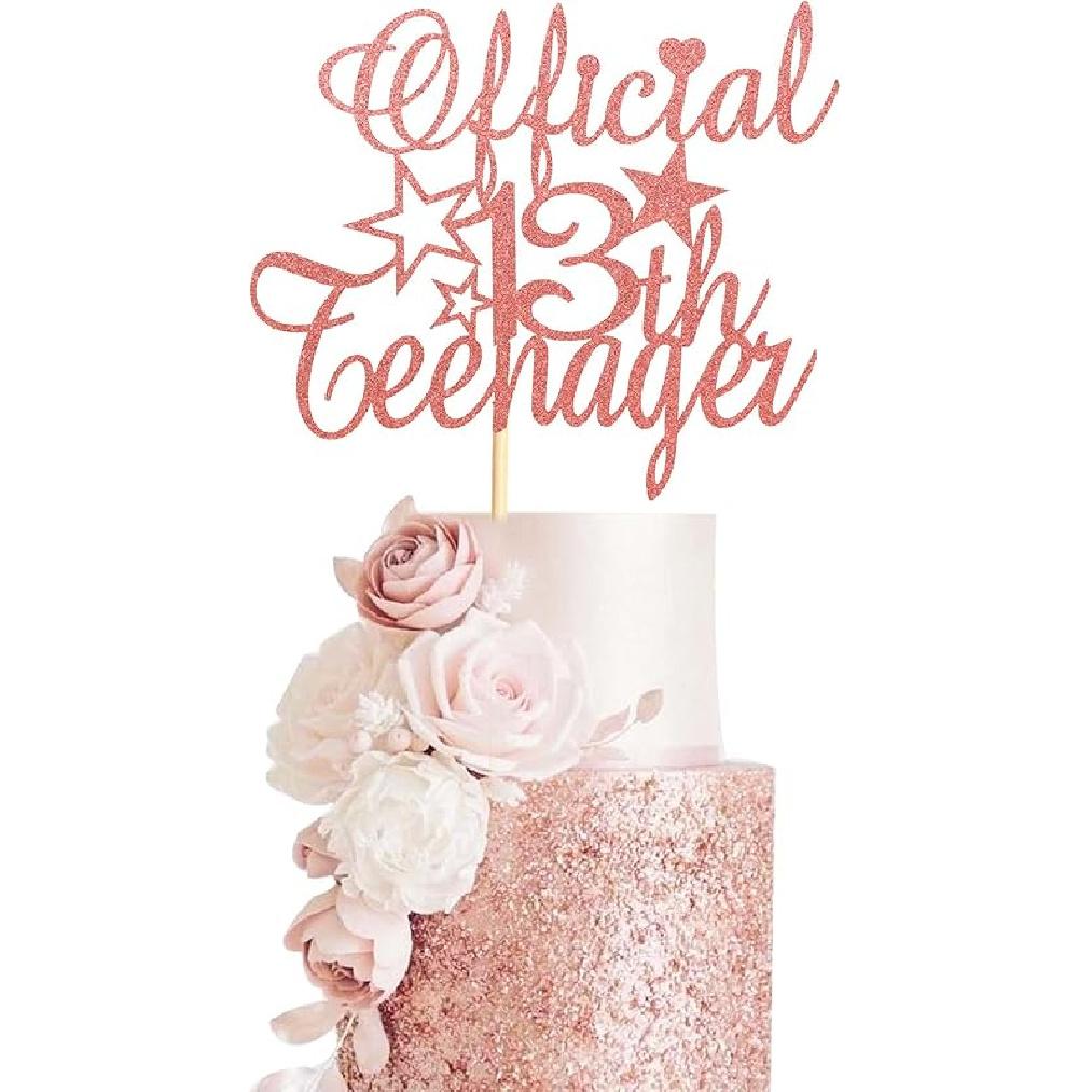 Official Teenager 13 Cake Topper 13 Cake Topper 13th Birthday Cake Decoration for Thirteen Teens Girls Boys 13th Birthday Party Decoration Supplies - розового золота