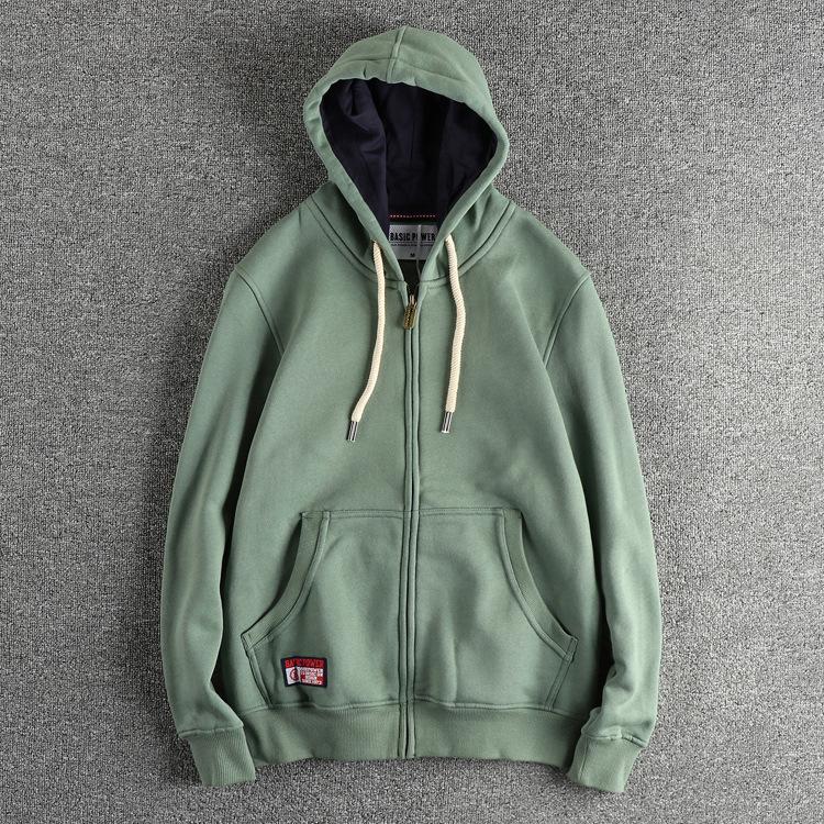 Men s Hoodie Men Fashion Zip Up Long Sleeve Oversized Jacket Solid Color Harajuku Gothic Hooded Sweatshirt Y2K Teen BP20933 XXXL зелёный