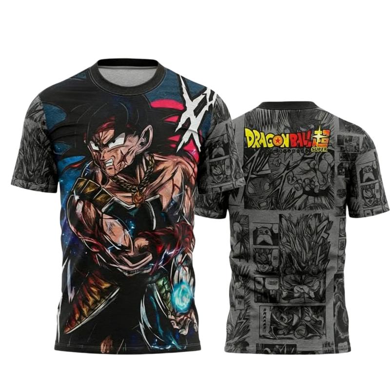 Summer Dragon Ball Vegeta Super Saiya God Comic Themed Print Breathable Quick Drying T-shirt Adult Parent Top