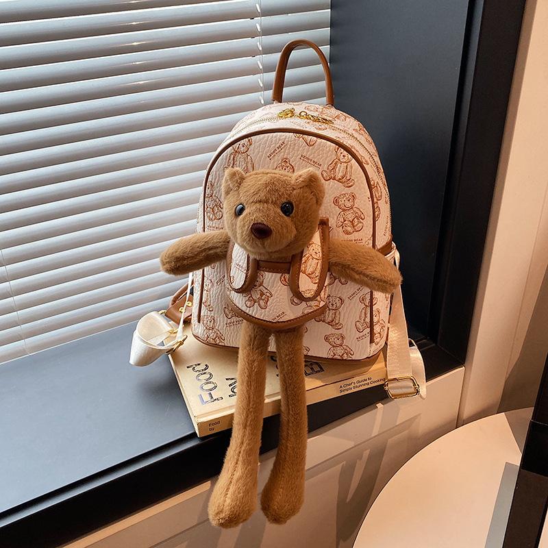 Cute Cartoon Bear Doll Backpack Autumn and Winter New Retro Fashion Travel Cute Backpack