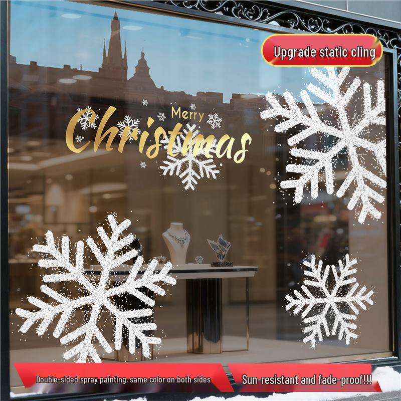 Christmas Gold Snowflake Electrostatic Window Stickers for Glass and Door Decorations