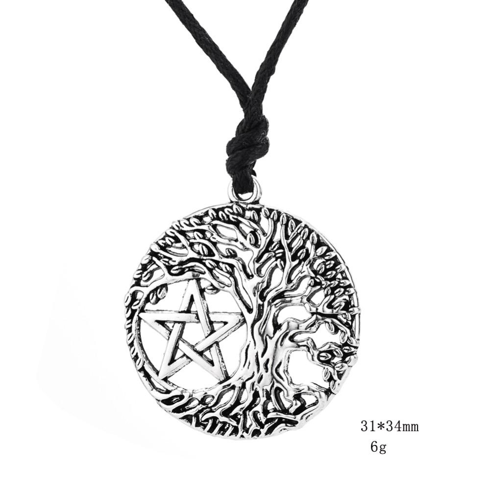 

Teamer Vintage Tree of Life Yggdrasil Pentacle Amulet Star of David Viking Tunes Portugal Necklace Pendant Antique Silver Color