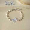 Temperament Super Immortal Light Luxury Pearl Zircon Pearl Bracelet Crystal Butterfly ins Style Bracelet French Fashion Jewelry Women