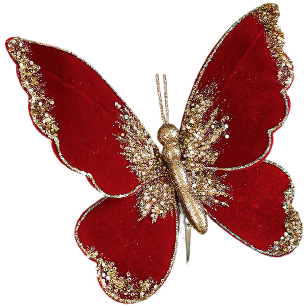 

Velvet Bow Clip Christmas Tree Decor European Style Ornament Holiday Home Decor Simulated Bow Design Christmas Ornament Display червоний