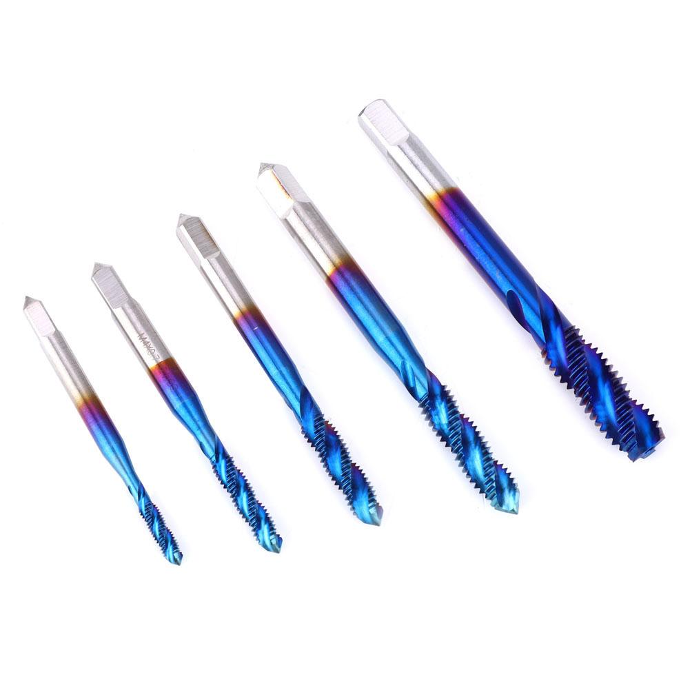 

5Pcs Screw Thread Tap Blue Coated High Speed Steel Tapping Drill Bit for Machine Tool