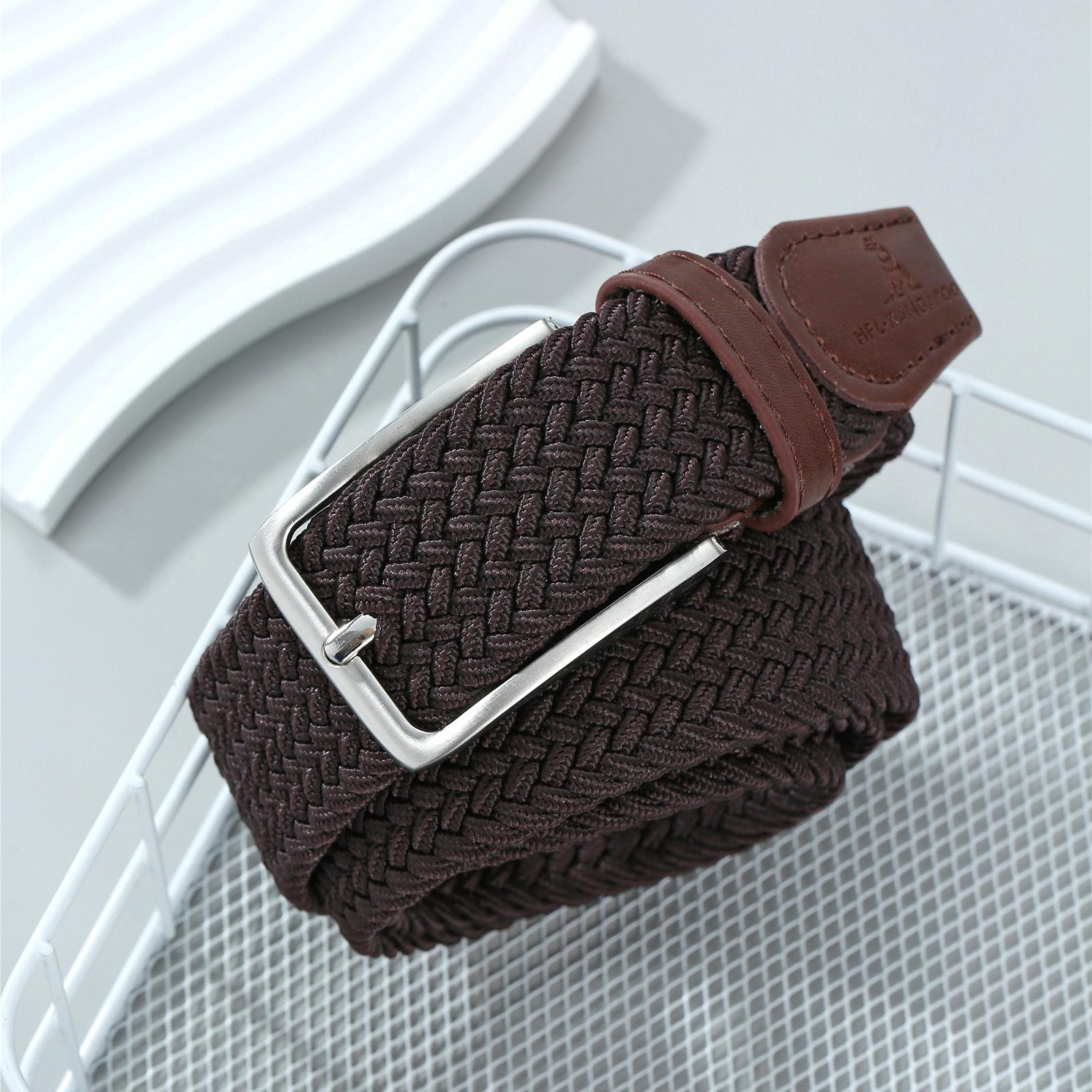 

Непористые непробиваемые мужские и женские тканые ремни эластичные холщовые ремни женские студенческие ремни Tide 120cm темно-коричневого