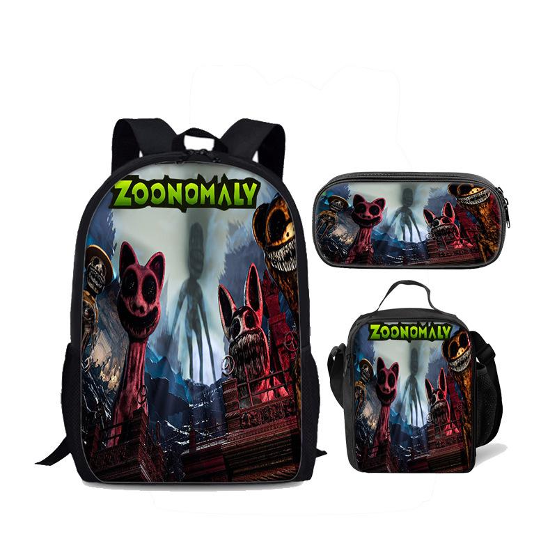 Beliebte jugendliche Neuheit Zoonomaly 3D-Druck 3 Stück/Set Studenten-Reisetaschen Laptop-Tagesrucksack Rucksack Brottasche Federmäppchen