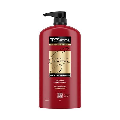 TRESemmé Keratin Smooth+ Shampoo 1000ml | 72H Frizz-Kontrolle mit Keratin-Protein & Arganöl | Parabenfreies Glättungs-Shampoo für Trockenes & Krauses Haar