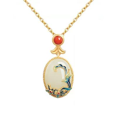 Collana con ciondolo etnico a forma di fiore di giada per donna, anniversario, catena in argento Sterling 925 di alta qualità, accessori per collane in oro