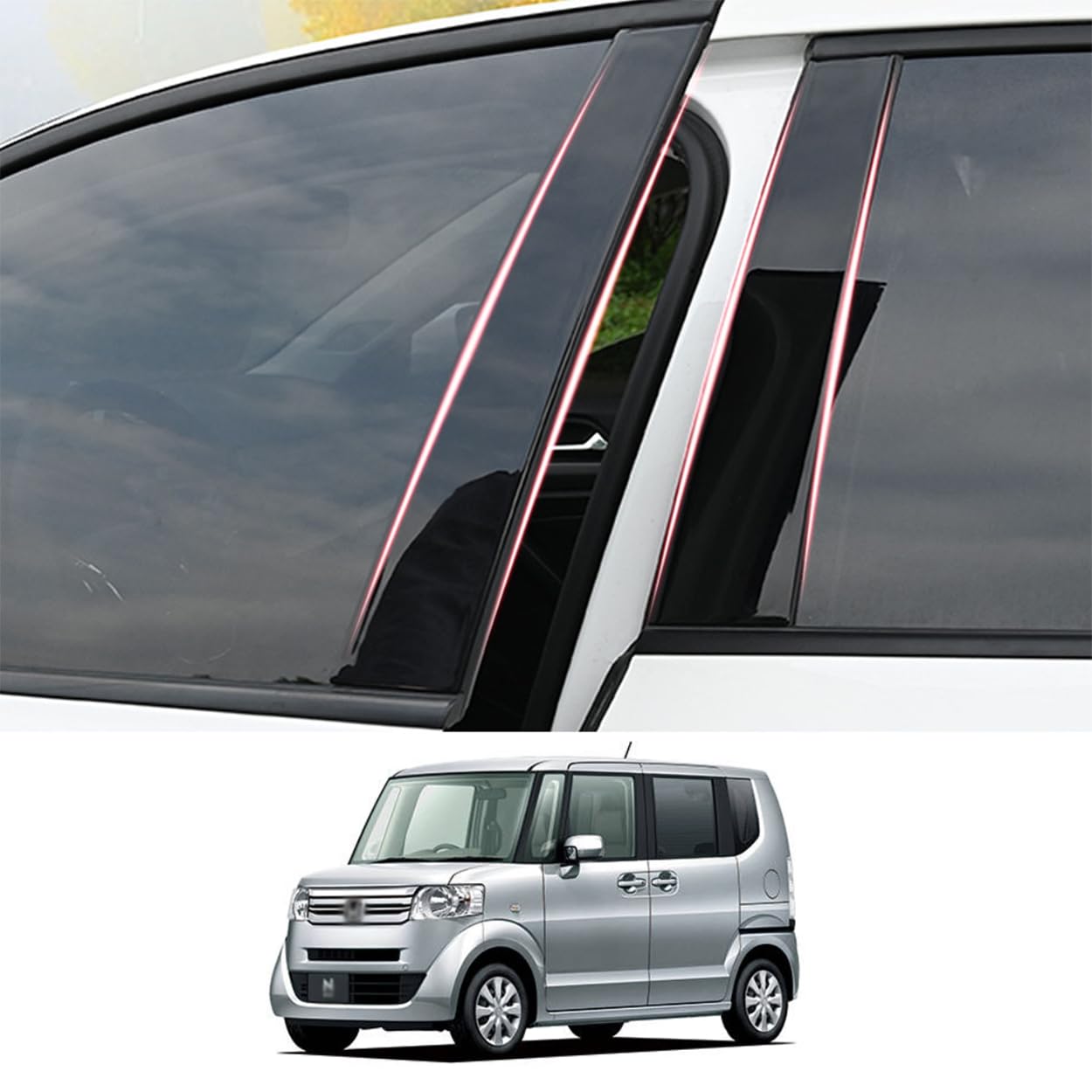 

ZdeduoCar Set of Pillar Side and Protective Covers for Honda Custom 2011 August 8-Piece Garnishes, Visors, N-BOX/N-BOX JF1/JF2 (November - 2016) чёрный