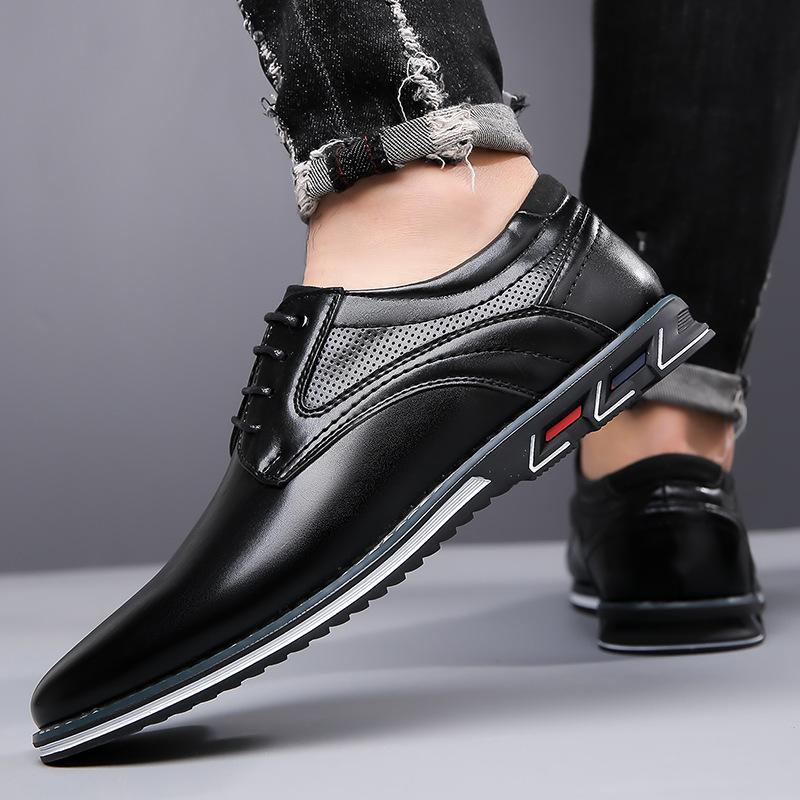 Luxury Men's Shoes Brand Business Dress Shoes Fashion Casual Leather Footwear Lace-up Oxford Shoe Hollow Out Mesh Leather Shoes