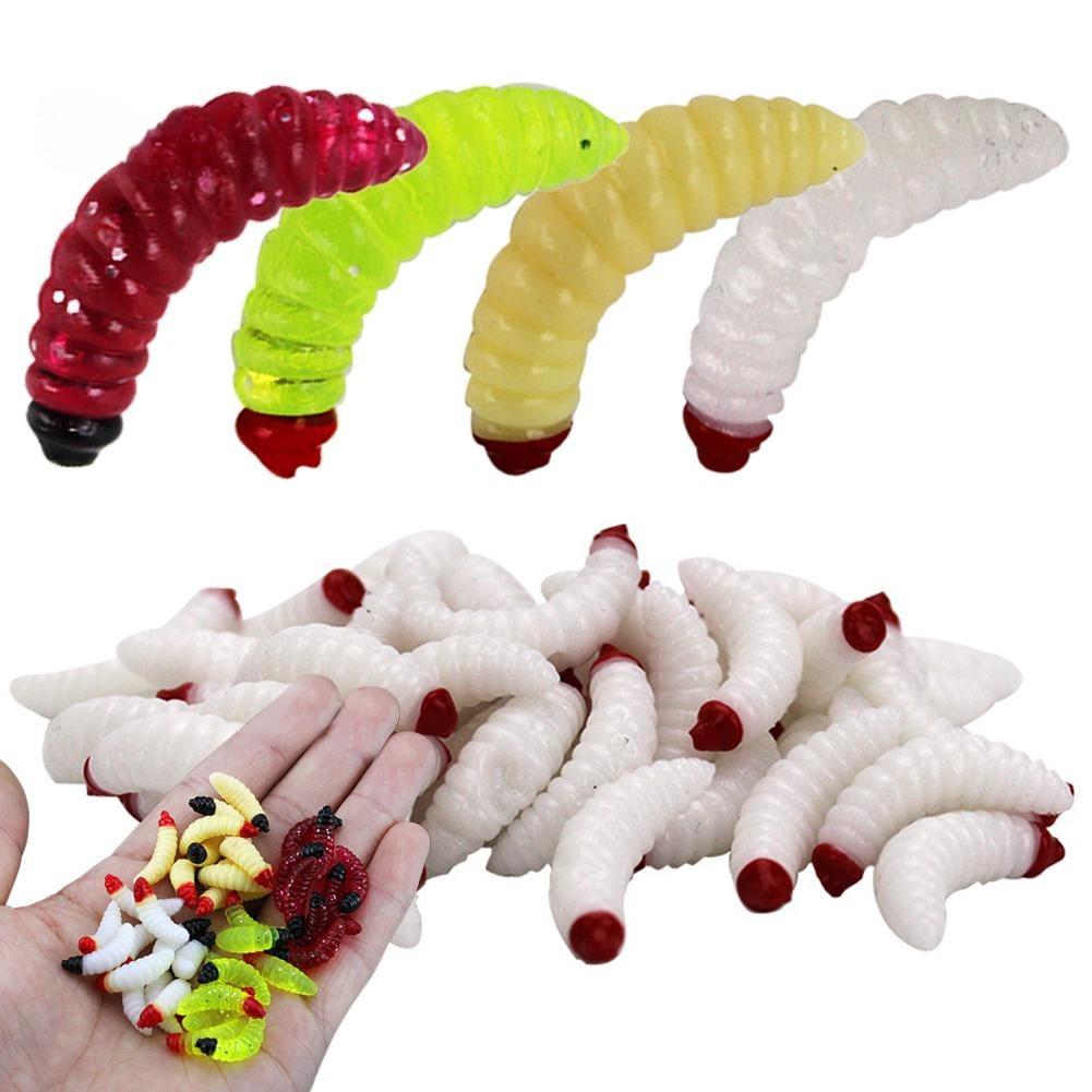Puntos Sport 50Pcs Freshwater Seawater Fishing Tackle Artificial Worm Soft Baits Fish Lures