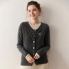 2025 Elegant Cashmere Jacquard Knit Round Neck Cardigan - Versatile Wool Women's Top