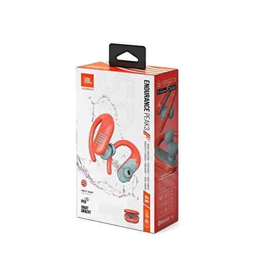 JBL ENDURANCE PEAK3 Bluetoothové Sportovní Zcela /Typ s Háčkem za Ucho/USB Typ C/IP68 Vodotěsné a Prachotěsné/Korálové JBLENDURPEAK3COR