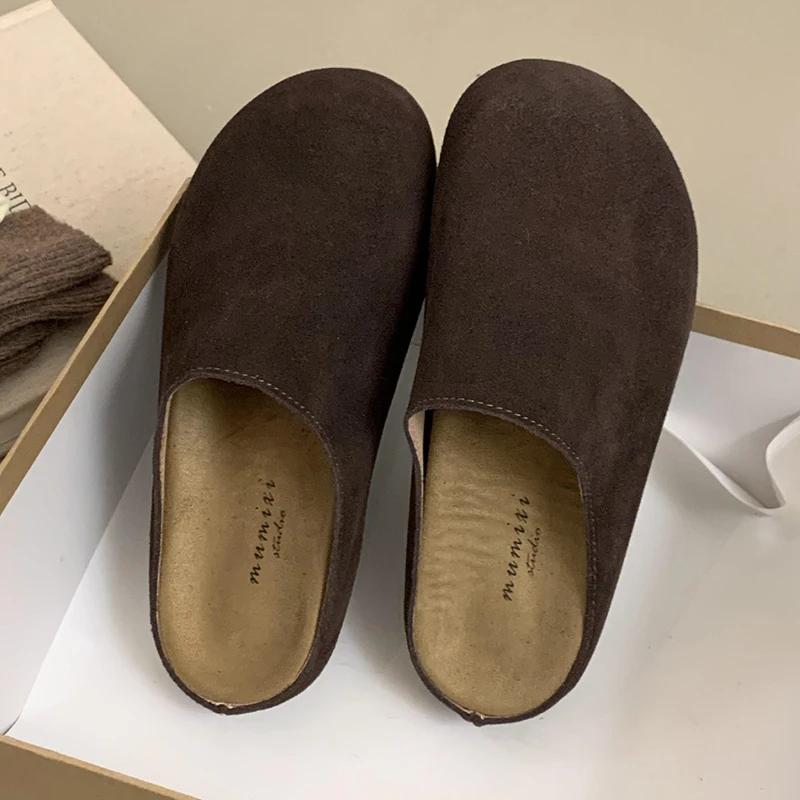 Slippers Women Suede Platform Casual Slingback Mules Shoes Woman 2024 New Trend Winter Fashion Flip-flops Walking Shoes Mujer