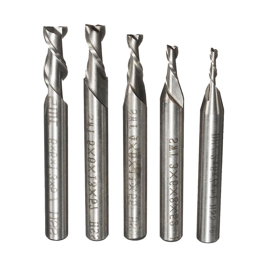 10Pcs 1//8/'/' 3.175mm Quality Carbide CNC 2 Flute Spiral Router Bits End Mill 52mm