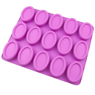 Moldes de Sabonete Oval de Silicone 15 Cavidades Moldes Artesanais Doce Pudim Bolo de Chocolate Molde de Cozimento Acessórios de Cozinha