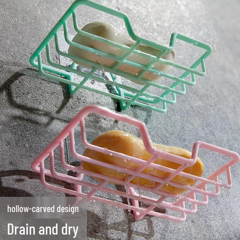 Wall-Mounted Adhesive Soap Dish - Punch-Free, Draining Holder for Bathroom