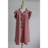 Fashion V-neck Ruffled Short-sleeved Dress Summer Solid Color Loose Shift Dress