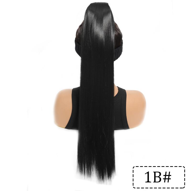 Magic stick ponytail synthetic wig long straight ponytail wig female wig heat-resistant for daily gatherings