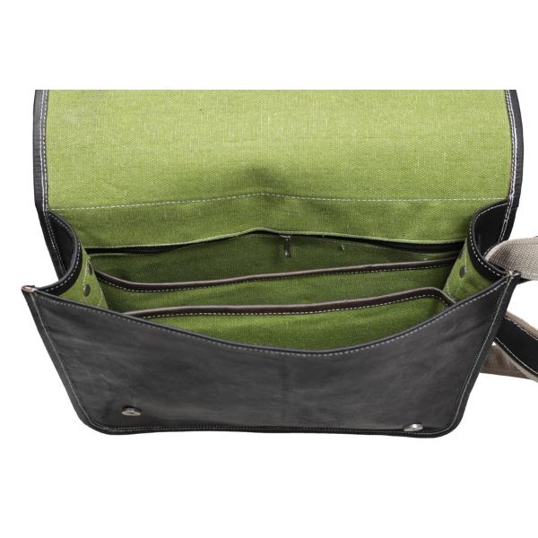 Handmade Black Leather Laptop Messenger Bag – Full Grain, Crossbody Satchel Unisex