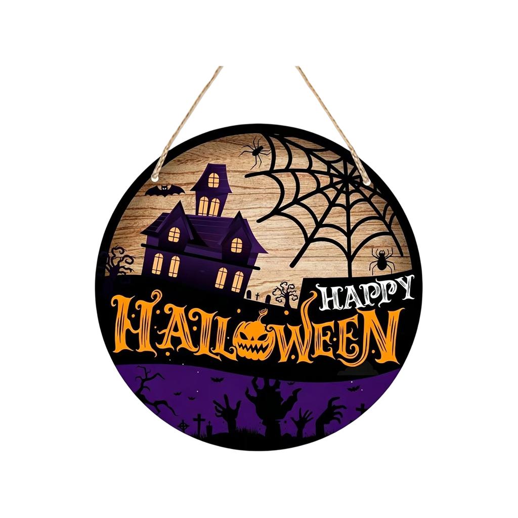 Halloween Wooden Hanging Sign for Home Yard Front Door Party Atmosphere Decoration Suitable for Indoor Outdoor Use